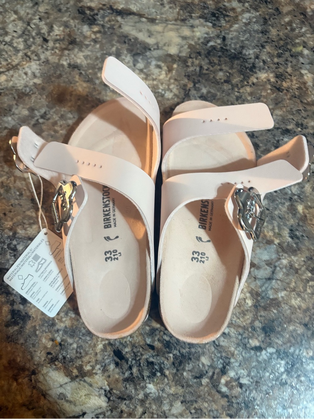 Birkenstock girls Pale Pink Double Strap Buckle Sandals